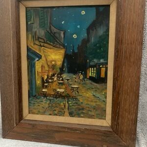 Charming Nighttime Café Scene Framed Art